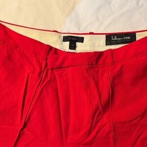 J. Crew size 12 Vibrant Red Pants NWOT Tollegno wool stunning